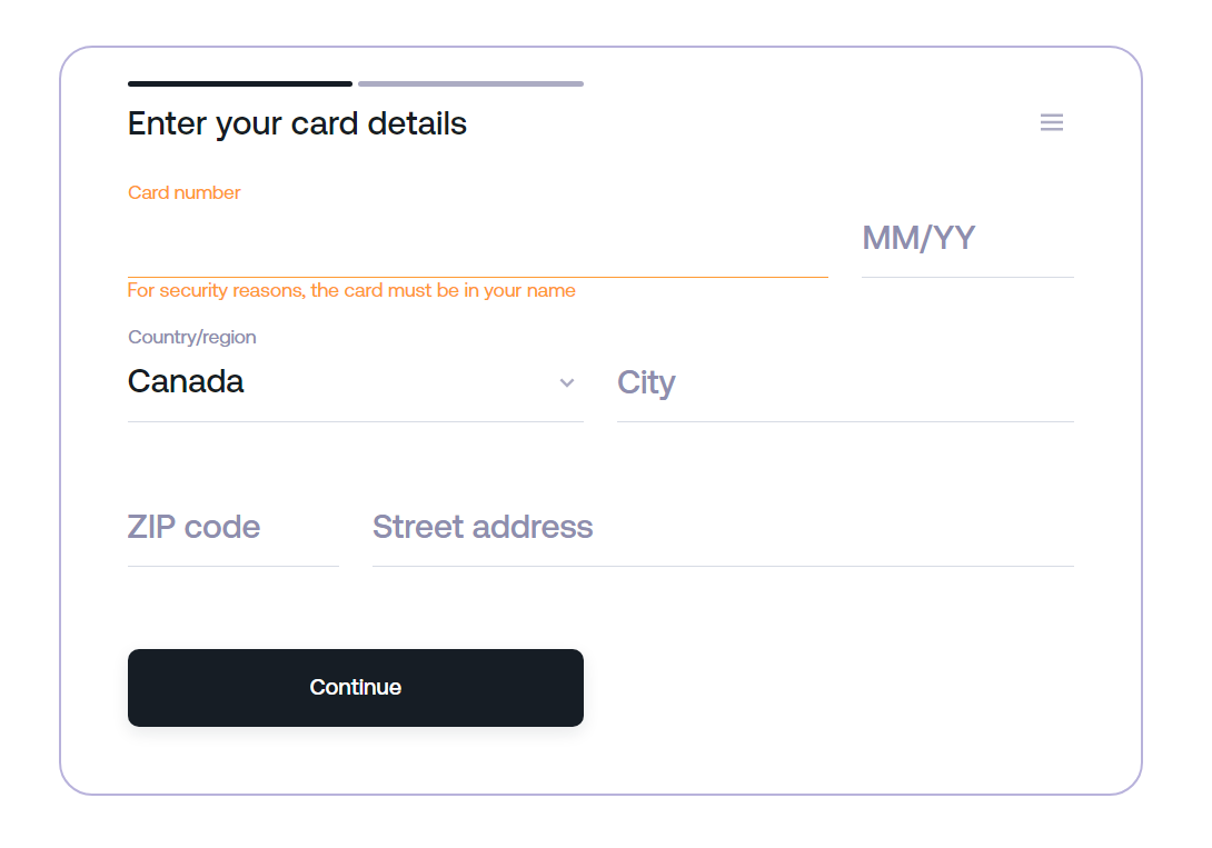 Card Payment Details